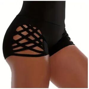 Women’s Black Slim Fit Boxer Short Bottoms, Sexy! Size Large 8/10